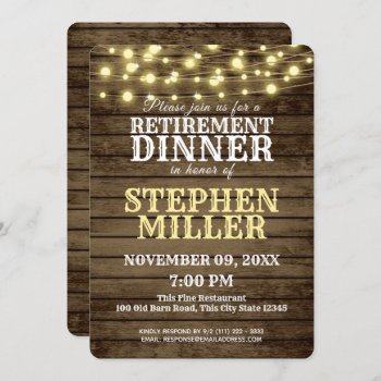 Western Wood And Lights Retirement Dinner Invitation by happygotimes at Zazzle
