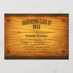 Western wood grain graduation party announcement