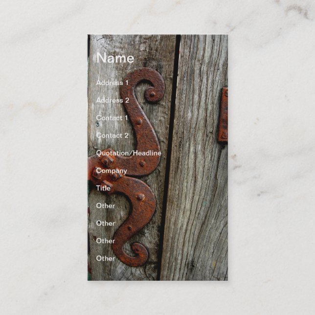 Western Wood Grain Old Hinge Business Card Art (Front)