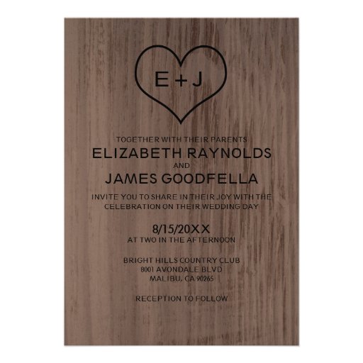 Wood Grain Wedding Invitations 1