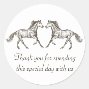 Western Wood Horse Country Rustic Wedding Classic Round Sticker