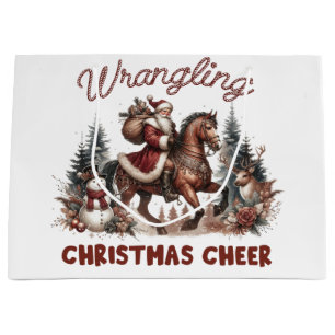 Western Wrangling Christmas Cheer Large Gift Bag