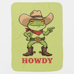 Western Yeehaw Frog Howdy Frog Funny Cowboy Meme Baby Blanket