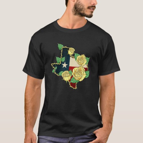 Western Yellow Rose Of Texas Flag T_Shirt