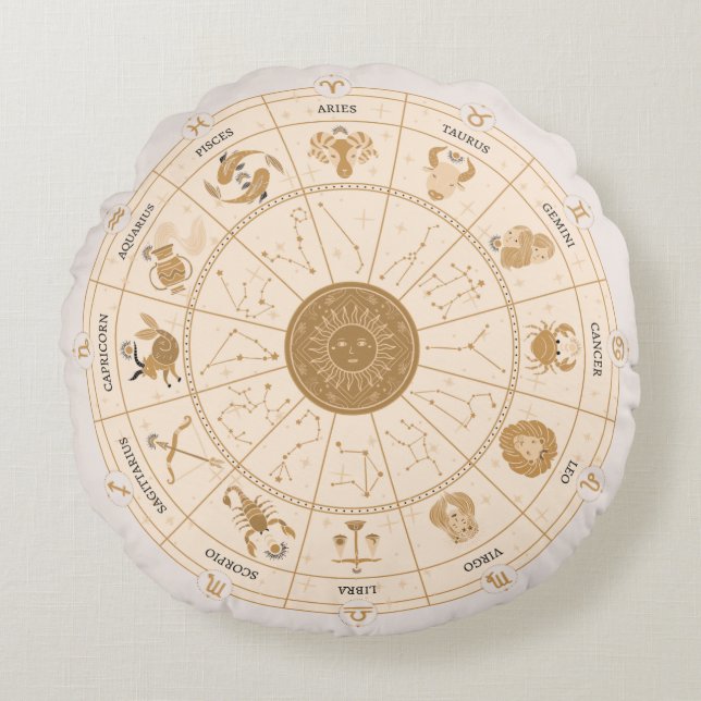 Western Zodiac Wheel  Round Pillow (Front)