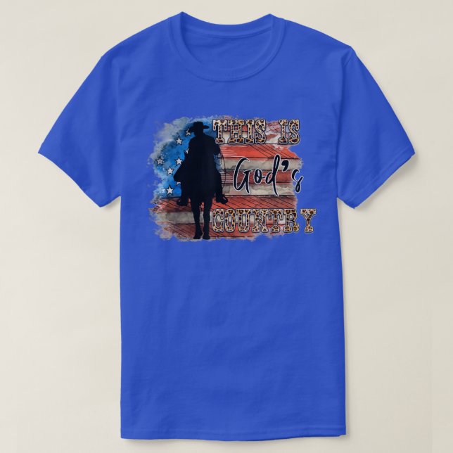 WesternAmerican Flag Cowboy This Is Gods Patriots  T-Shirt (Design Front)