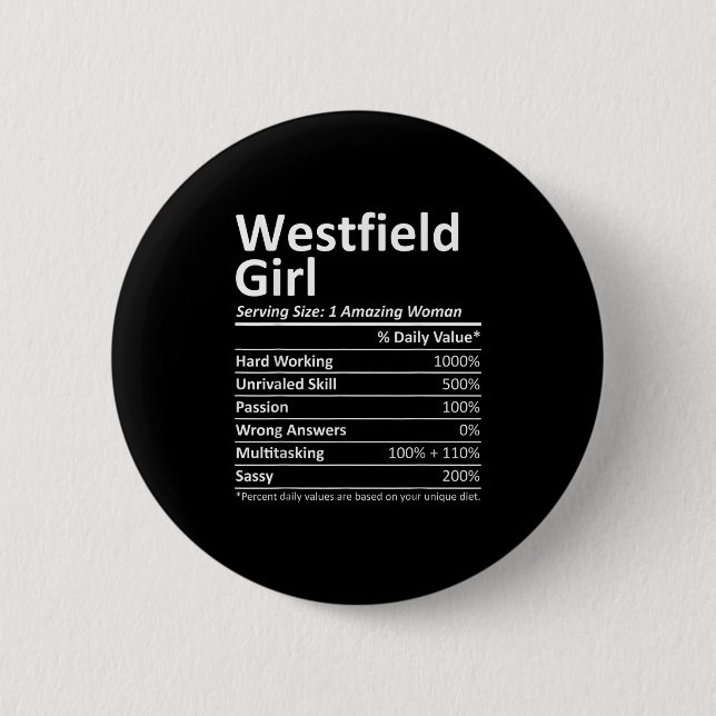 Westfield Girl Nj New Jersey Funny City Home Roots Button (Front)