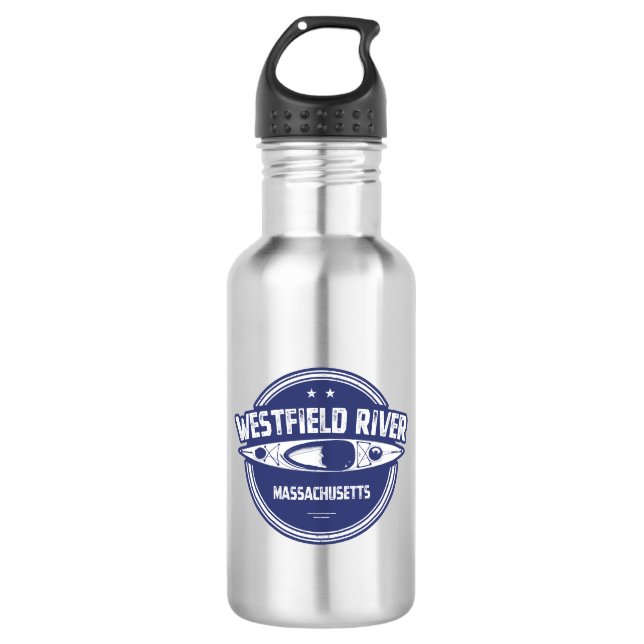 Westfield River Massachusetts Kayaking Stainless Steel Water Bottle (Front)