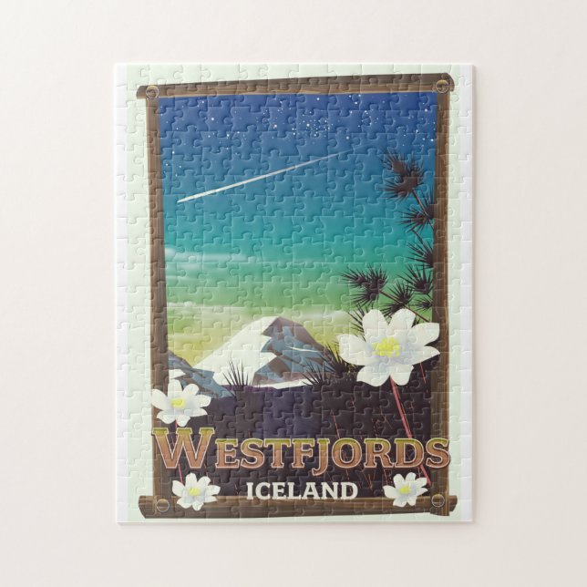 Westfjords Iceland travel poster Jigsaw Puzzle (Vertical)
