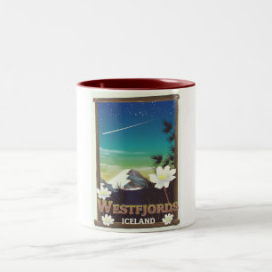 Westfjords Iceland travel poster Two-Tone Coffee Mug
