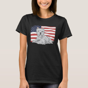 Westie American Flag West Highland White Terrier T-Shirt