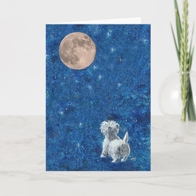 Westie and Full Moon Card (Front)