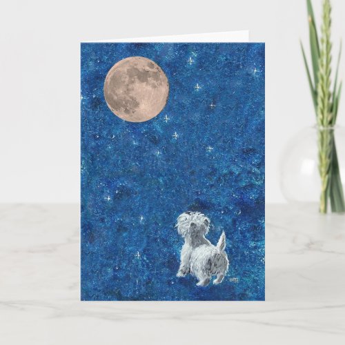Westie and Full Moon Card