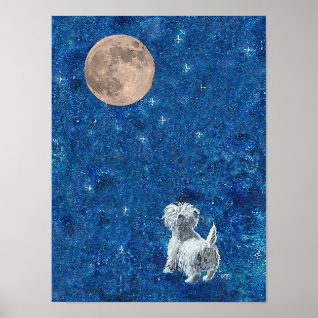 Westie and Full Moon Poster (Front)