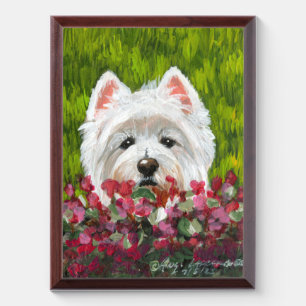Westie and Pink Flowers Award Plaque