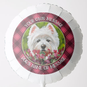 Westie and Pink Flowers Balloon
