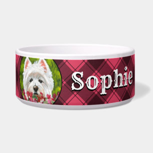 Westie and Pink Flowers Bowl