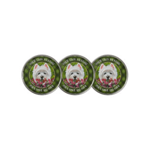 Westie and Pink Flowers Golf Ball Marker