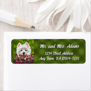 Westie and Pink Flowers Label