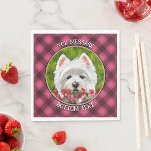 Westie and Pink Flowers Napkins