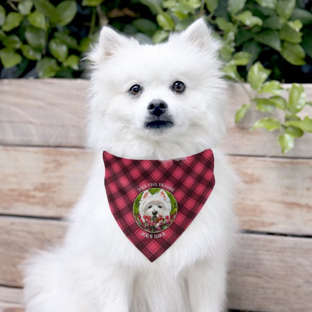 Westie and Pink Flowers Pet Bandana Collar (Dog)