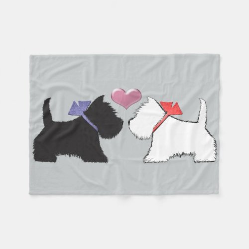 Westie and Scottie Dog Art Fleece Blanket