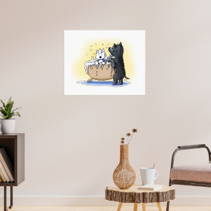 Westie and Scottie Dog Groom Art Poster