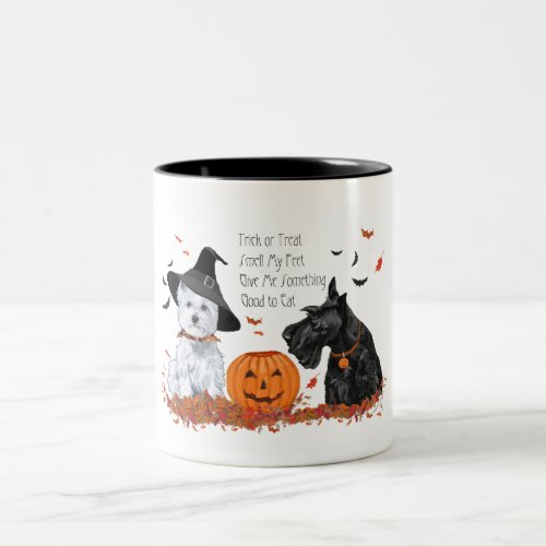 Westie and Scottie Halloween Two_Tone Coffee Mug