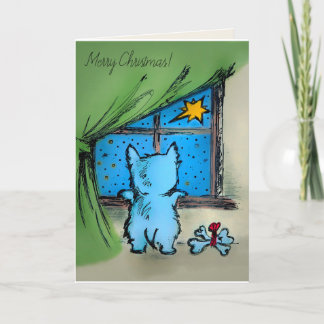Westie and Starry Night - Merry Christmas Holiday Card