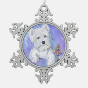 Westie and the Twilight Fairy Snowflake Pewter Christmas Ornament