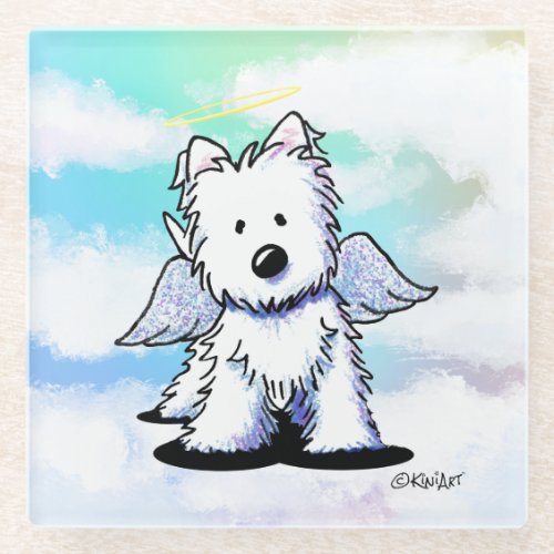 Westie Angel Glass Coaster