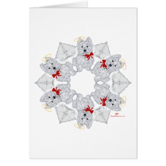 Westie Angel Snowflake Cards (Front)