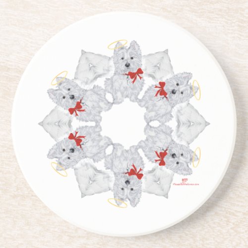 Westie Angel Snowflake Coaster