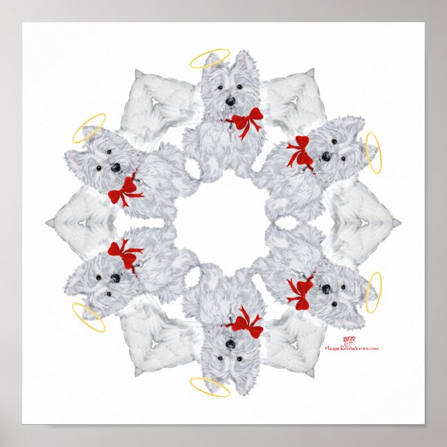 Westie Angel Snowflake Poster (Front)