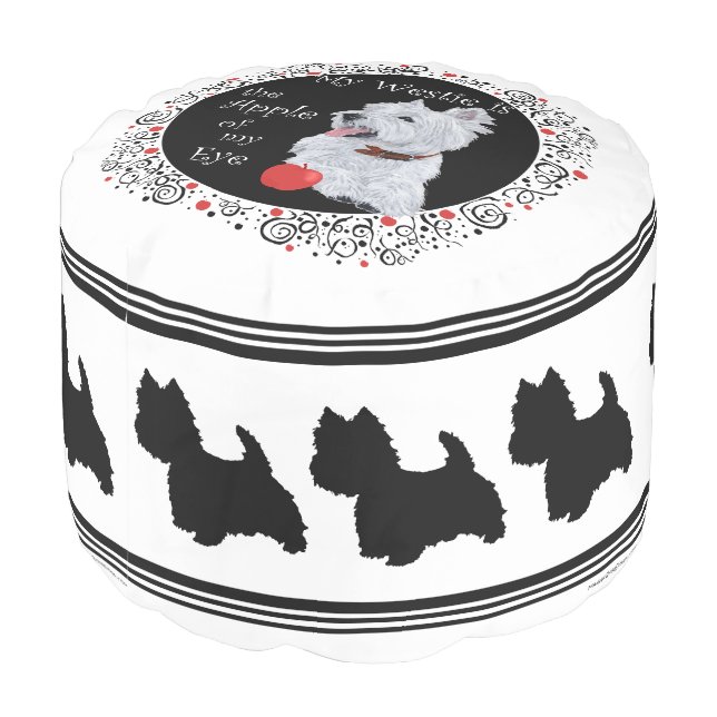 Westie Apple of My Eye Pouf (Angled Back)