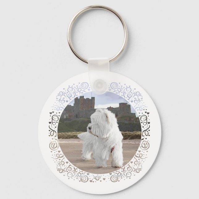 Westie at Bamburgh Castle Keychain (Front)