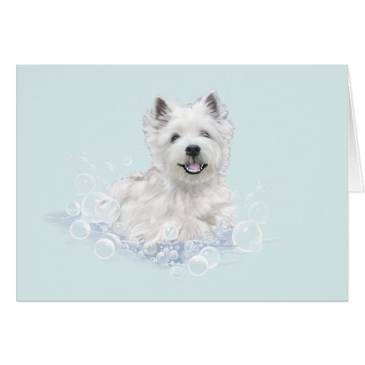 Westie Bath Time Fun Cards (Front Horizontal)