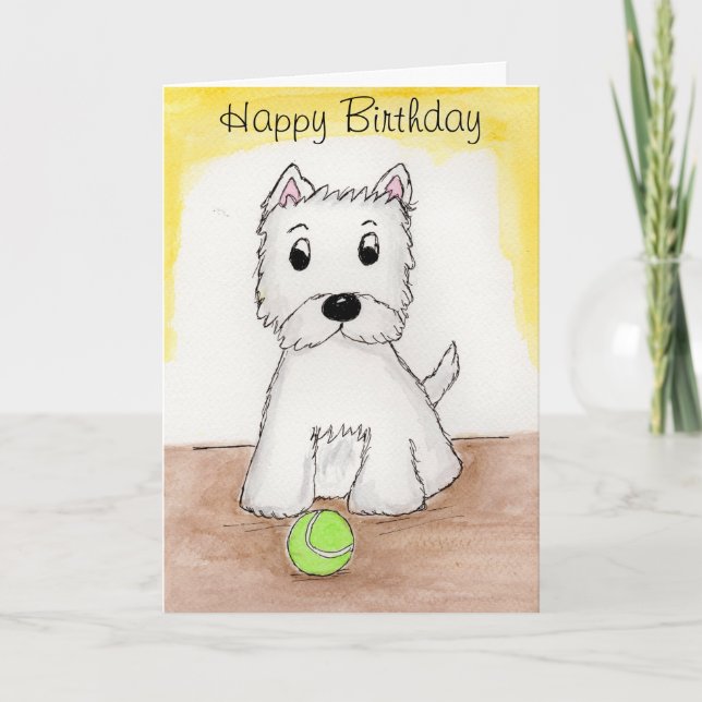 Westie Birthday art card friend husband wife etc (Front)