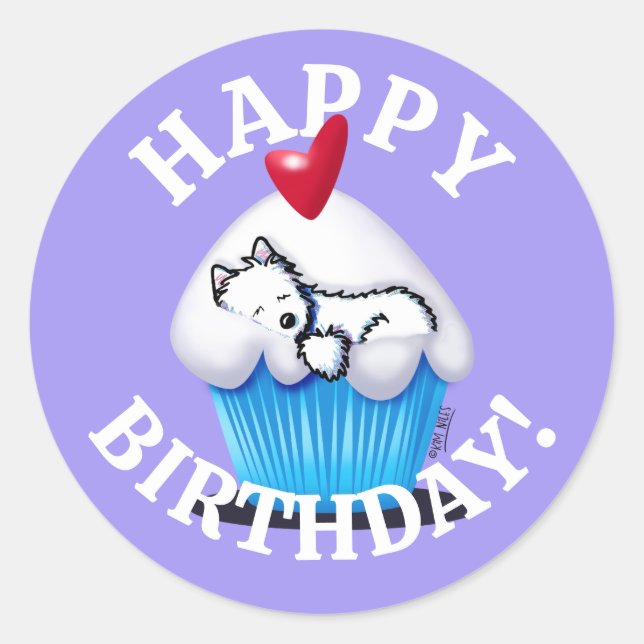 Westie BIRTHDAY KiniArt Stickers (Front)