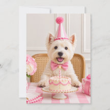 Westie Birthday Party Flat Card