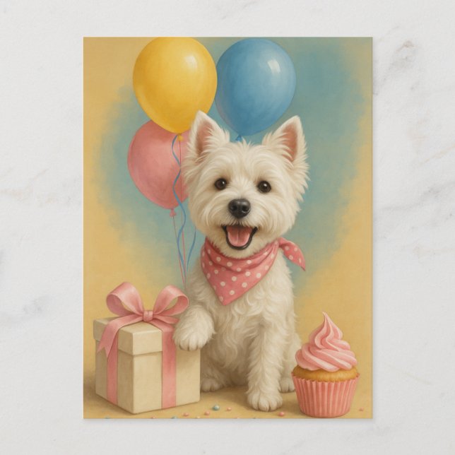Westie Birthday Postcard (Front)