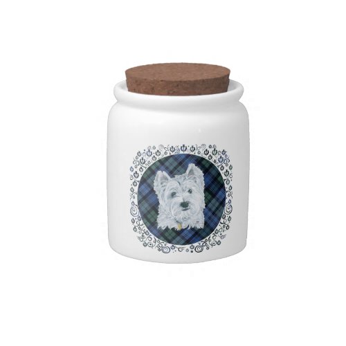 Westie Black Watch Tartan Candy Jar