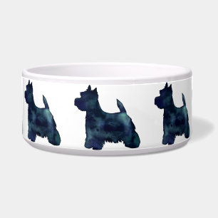 Westie Black Waterolor Silhouette Dog Bowl