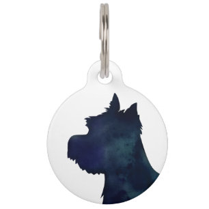 Westie Black Waterolor Silhouette Dog Pet ID Tag