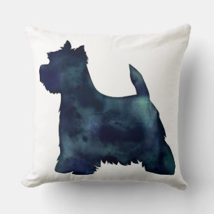 Westie Black Waterolor Silhouette Dog Throw Pillow