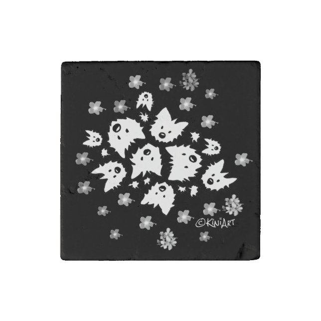 Westie Bouquet Stone Magnet (Front)