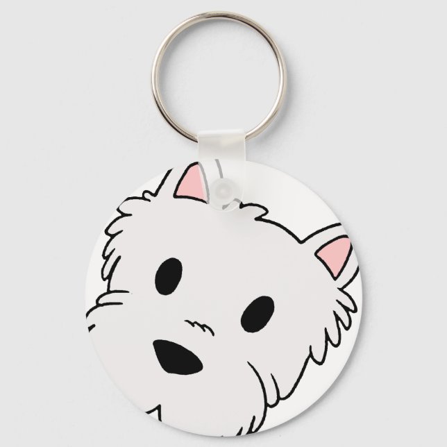 westie cartoon head keychain (Front)