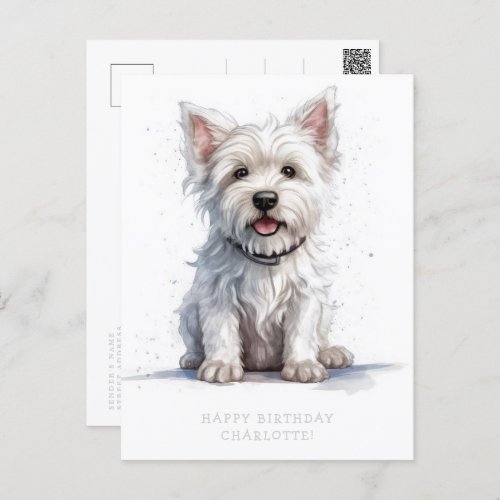 Westie Cheeky Cute Personalize Birthday Postcard