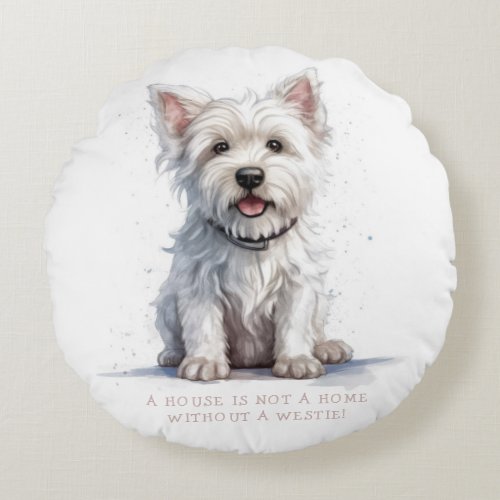 Westie Cheeky Cute Personalized Round Pillow