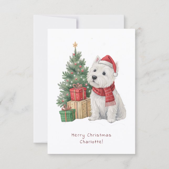 Westie Cheeky Dog Cute Christmas Card Personalise (Front)